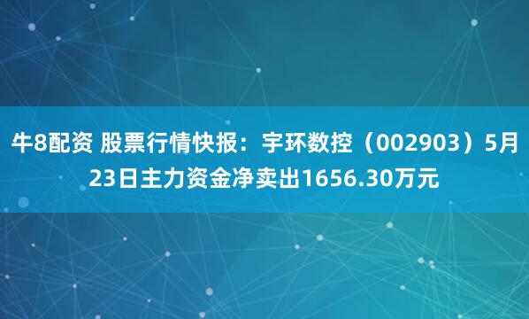 牛8配资 股票行情快报：宇环数控（002903）5月23日主力资金净卖出1656.30万元