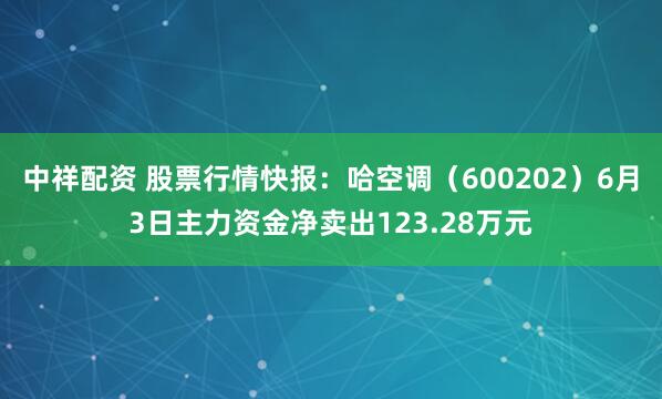 中祥配资 股票行情快报：哈空调（600202）6月3日主力资金净卖出123.28万元