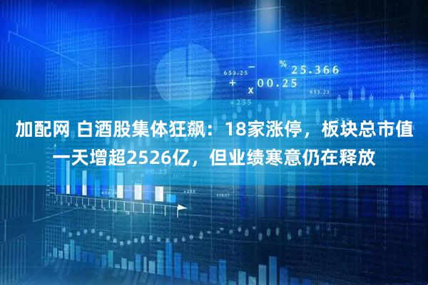 加配网 白酒股集体狂飙：18家涨停，板块总市值一天增超2526亿，但业绩寒意仍在释放